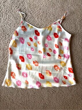 Y2K-Style Colorful Kisses Satin Lingerie Tank Top